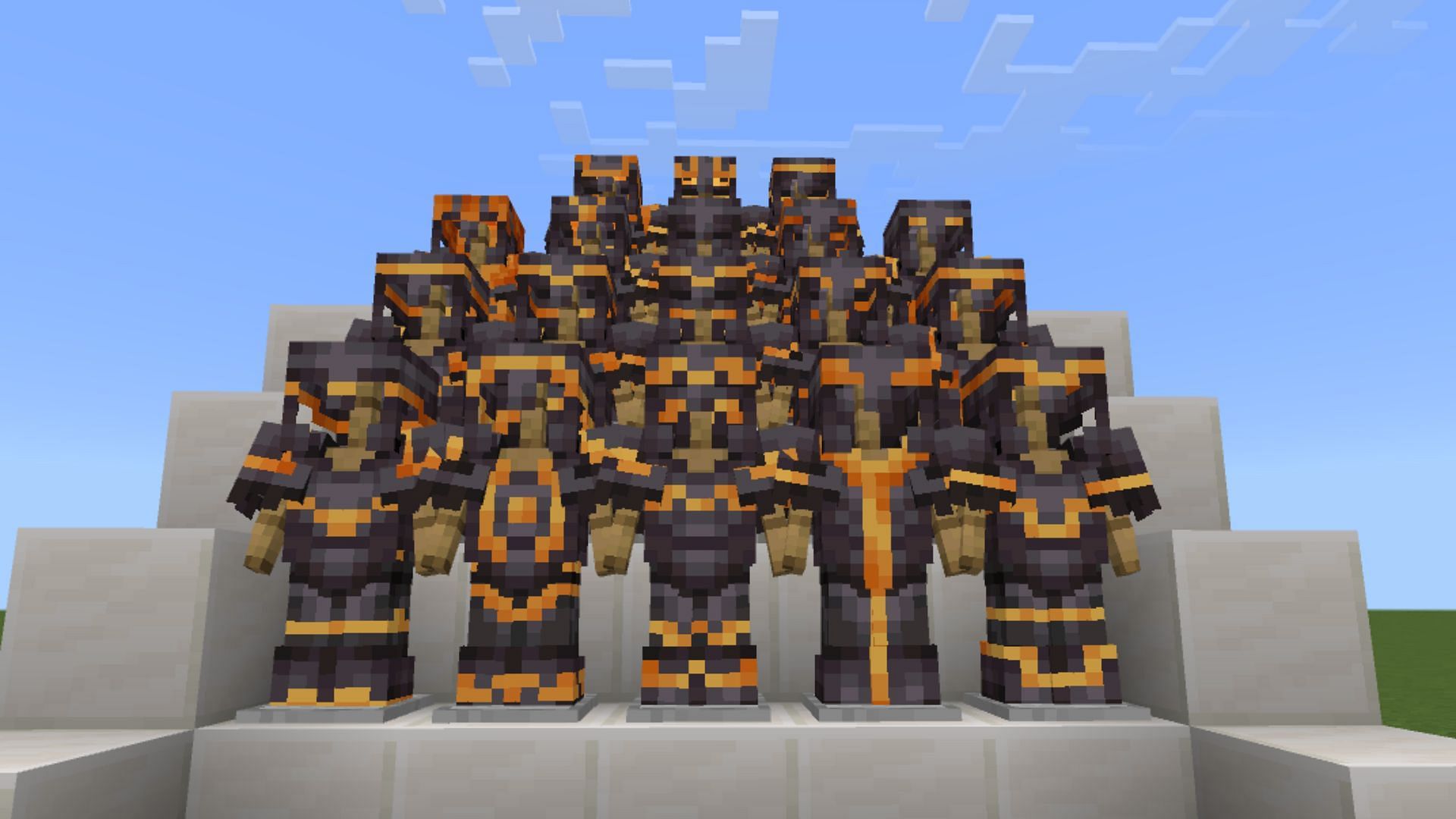 Resin color on netherite armor sets for all armor trims (Image via Mojang Studios)