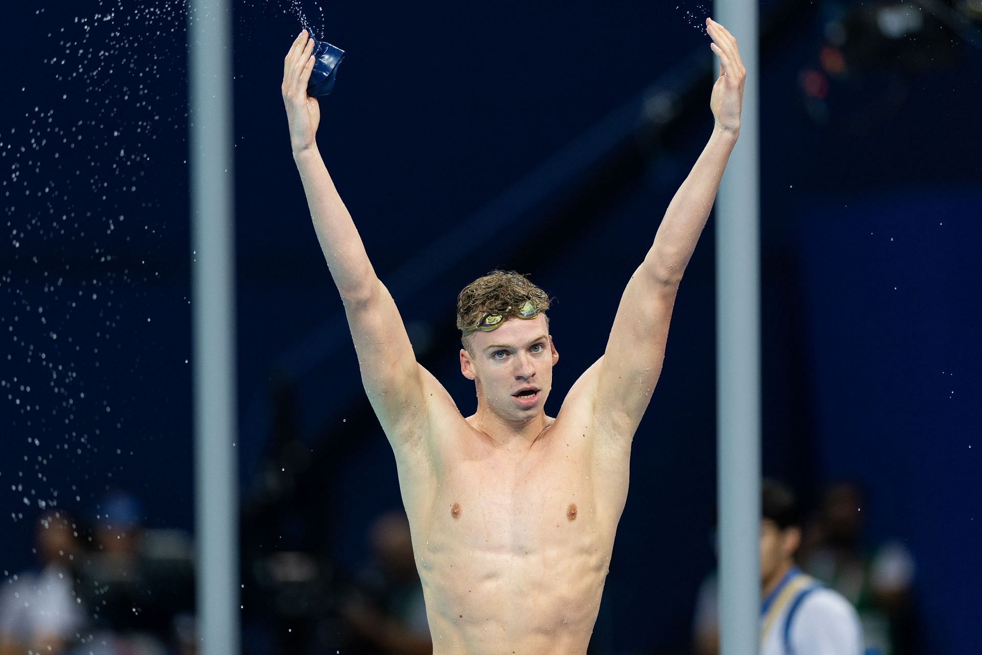 Leon Marchand after winning the 200m Individual Medley final at the Paris Olympics 2024 [Image Source: Getty]