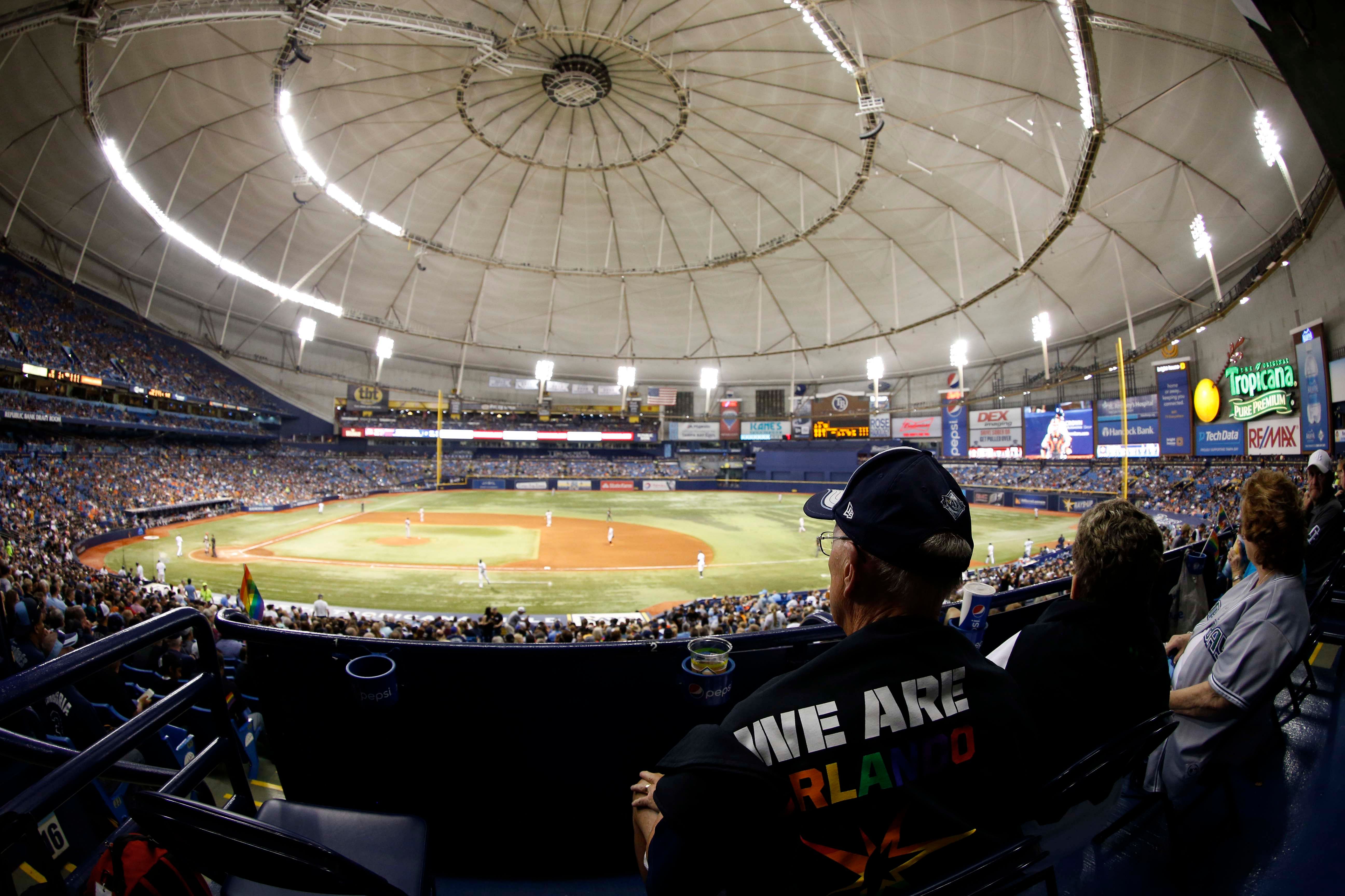 A view of Tropicana Field with the roof closed (Photo Credit: IMAGN)