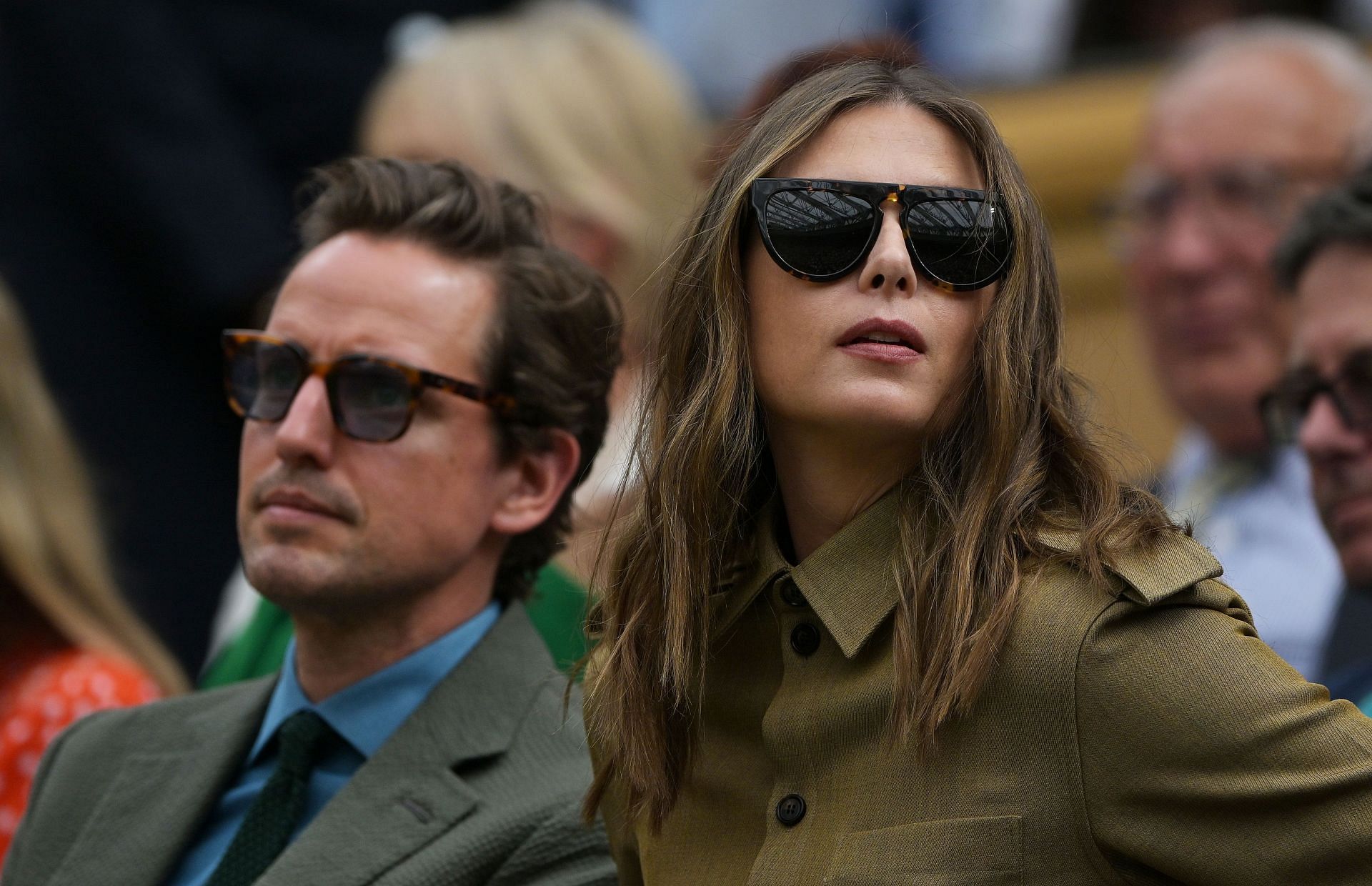 Maria Sharapova with fiance Alexander Gilkes at the Wimbledon 2024. (Photo by Visionhaus/Getty Images)