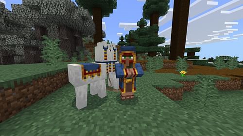 The Minecraft Bedrock 1.21.50.26 update adds Pale Garden items to the Wandering Trader's inventory (Image via Mojang Studios)