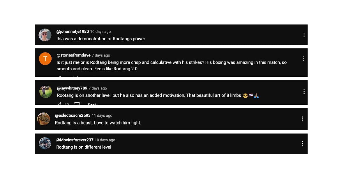 Screenshot of fans&#039; comments. [ONE Championship/YouTube, screenshot]