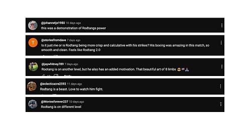 Screenshot of fans' comments. [ONE Championship/YouTube, screenshot]