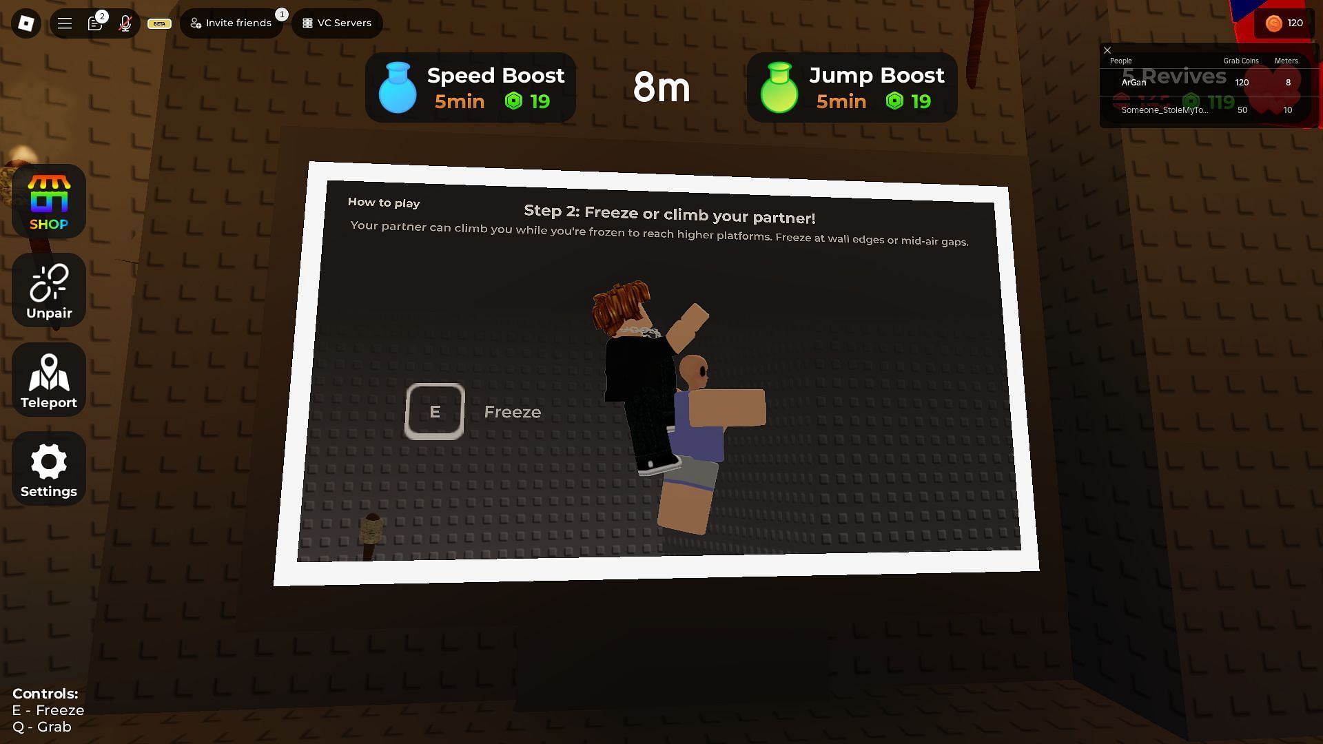 Gameplay instructions in Grab! (Image via Roblox)