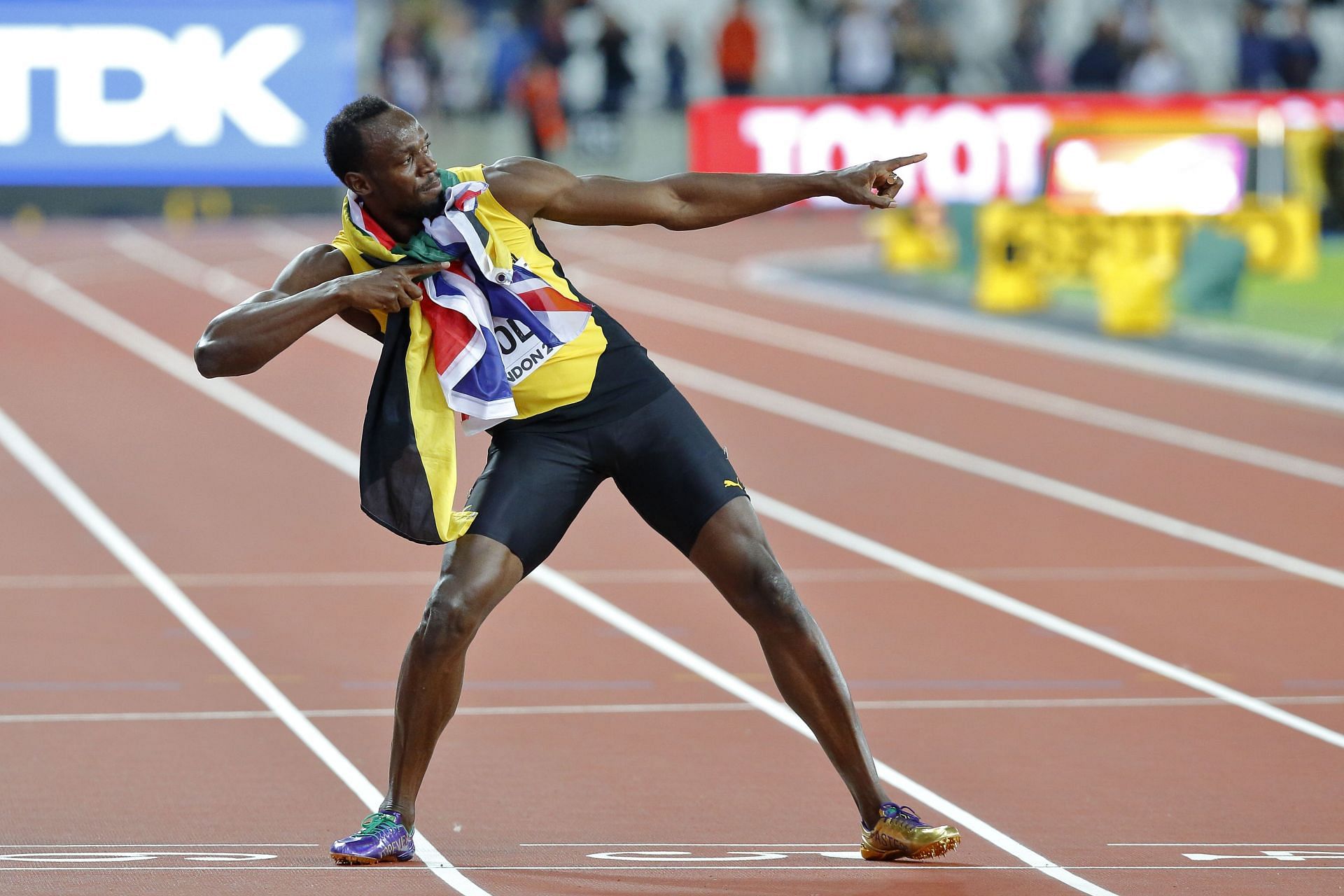 Usain Bolt after his last 100m race at the 2017 IAAF athletics Championships (Image via: Getty Images)