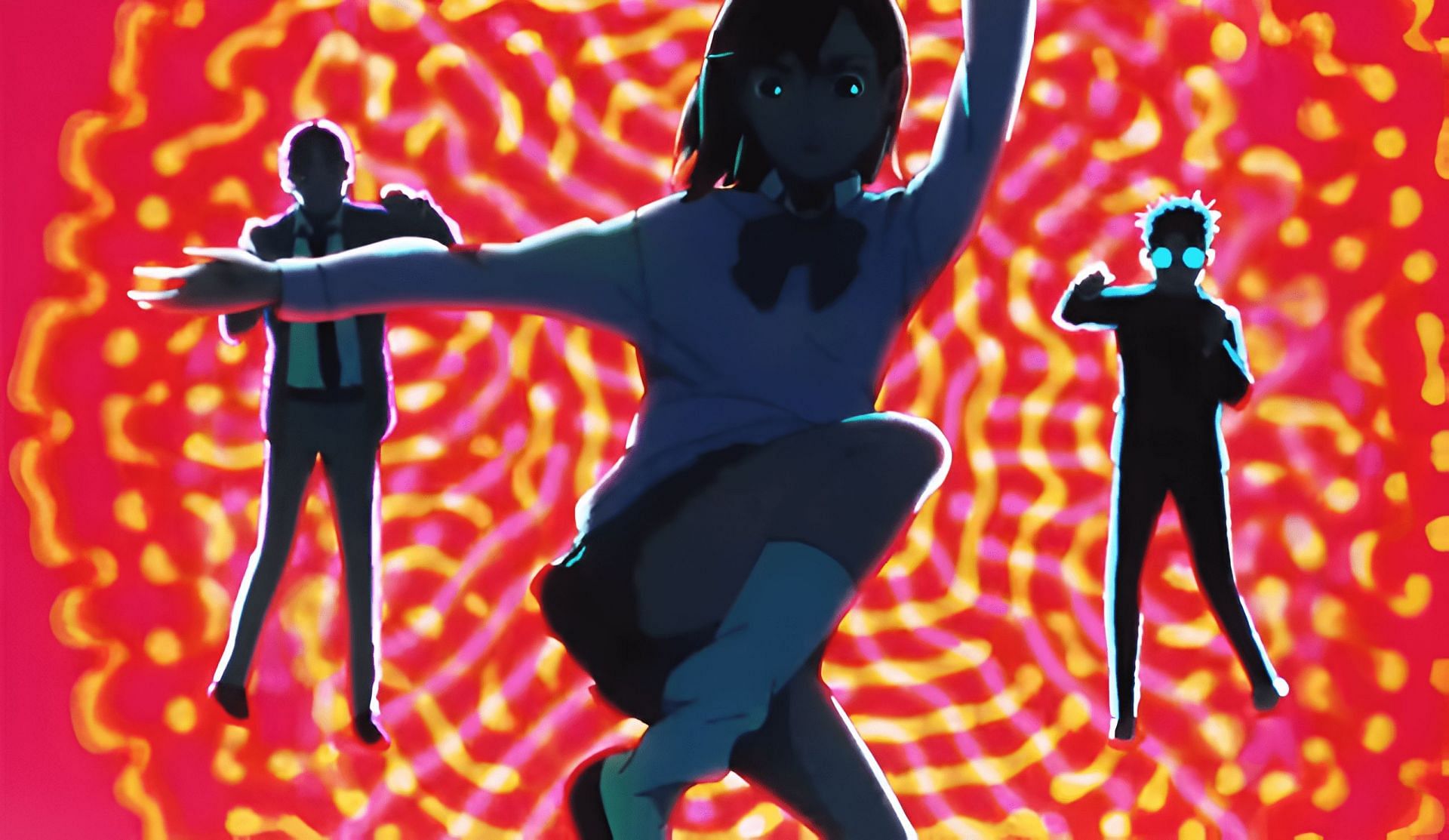 The viral dance step of Momo Ayase as seen in the anime opening (Image via Science SARU)