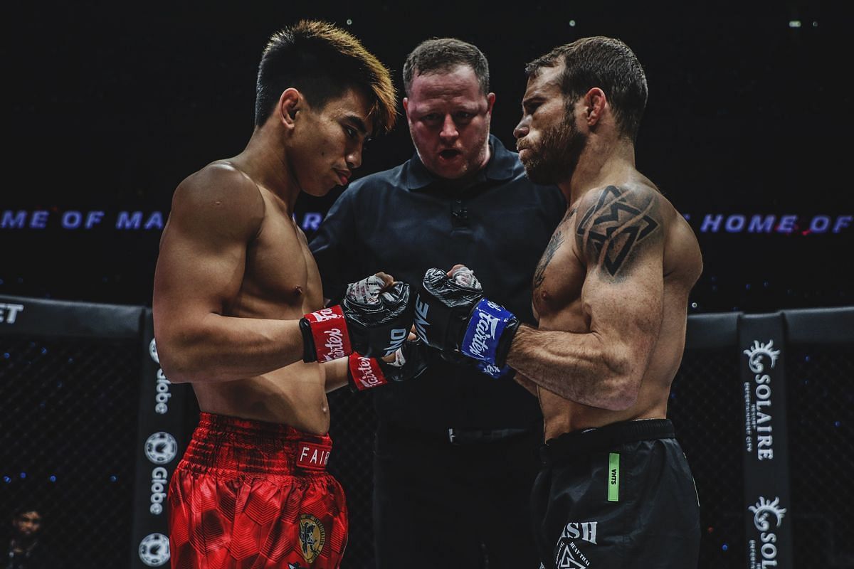 Joshua Pacio and Jarred Brooks touching gloves | Image credit: ONE Championship