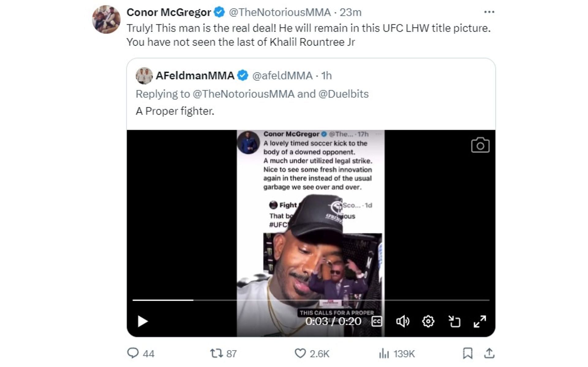 Screenshot of Conor McGregor&#039;s now deleted post on X