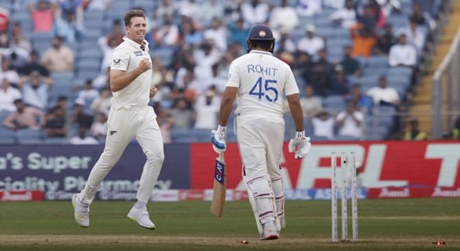 [Watch] Tim Southee knocks off Rohit Sharma for a duck in 2024 IND vs NZ 2nd Test