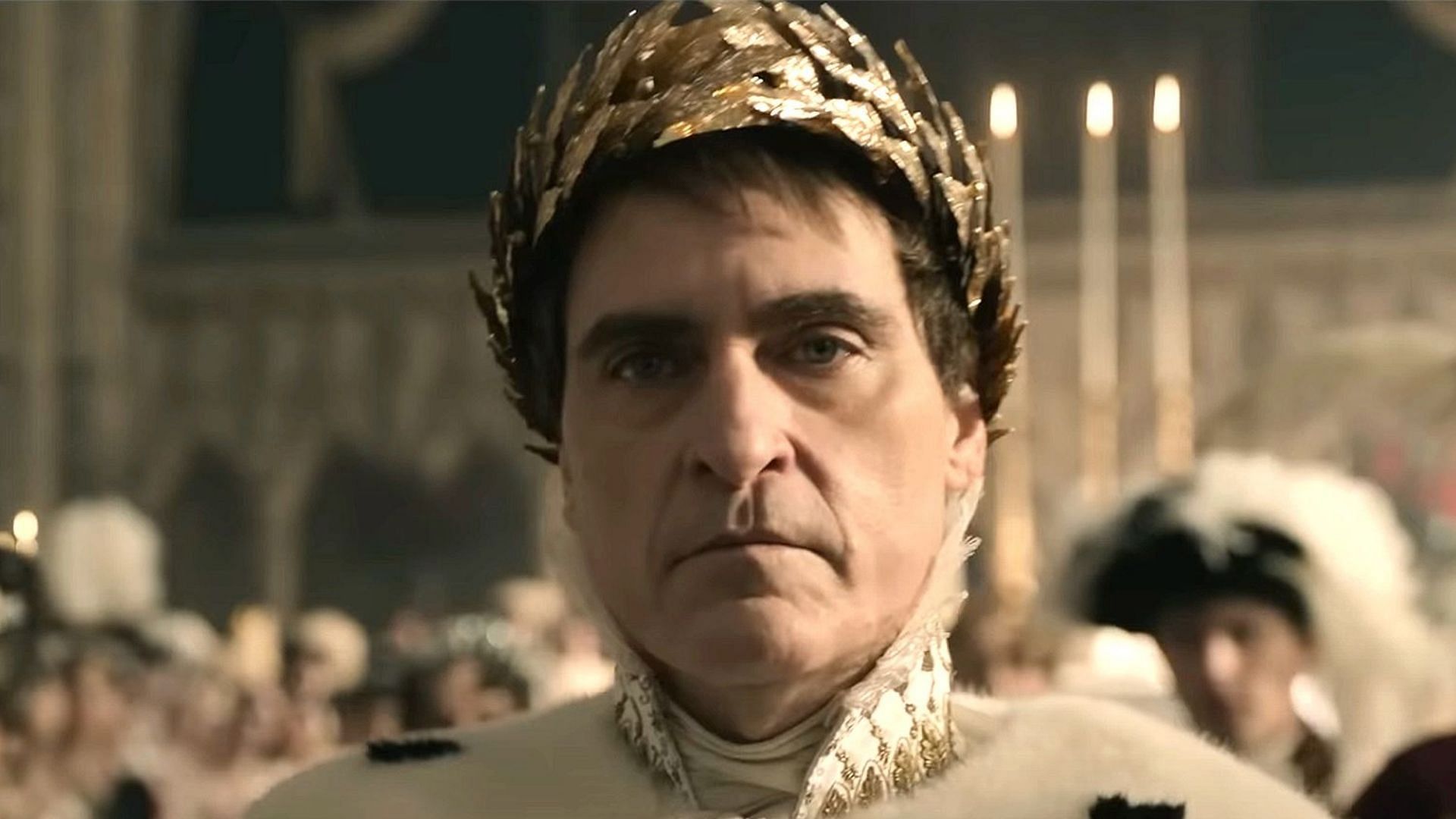 Joaquin Phoenix in a scene from Napoleon (Image via YouTube/@Apple TV)