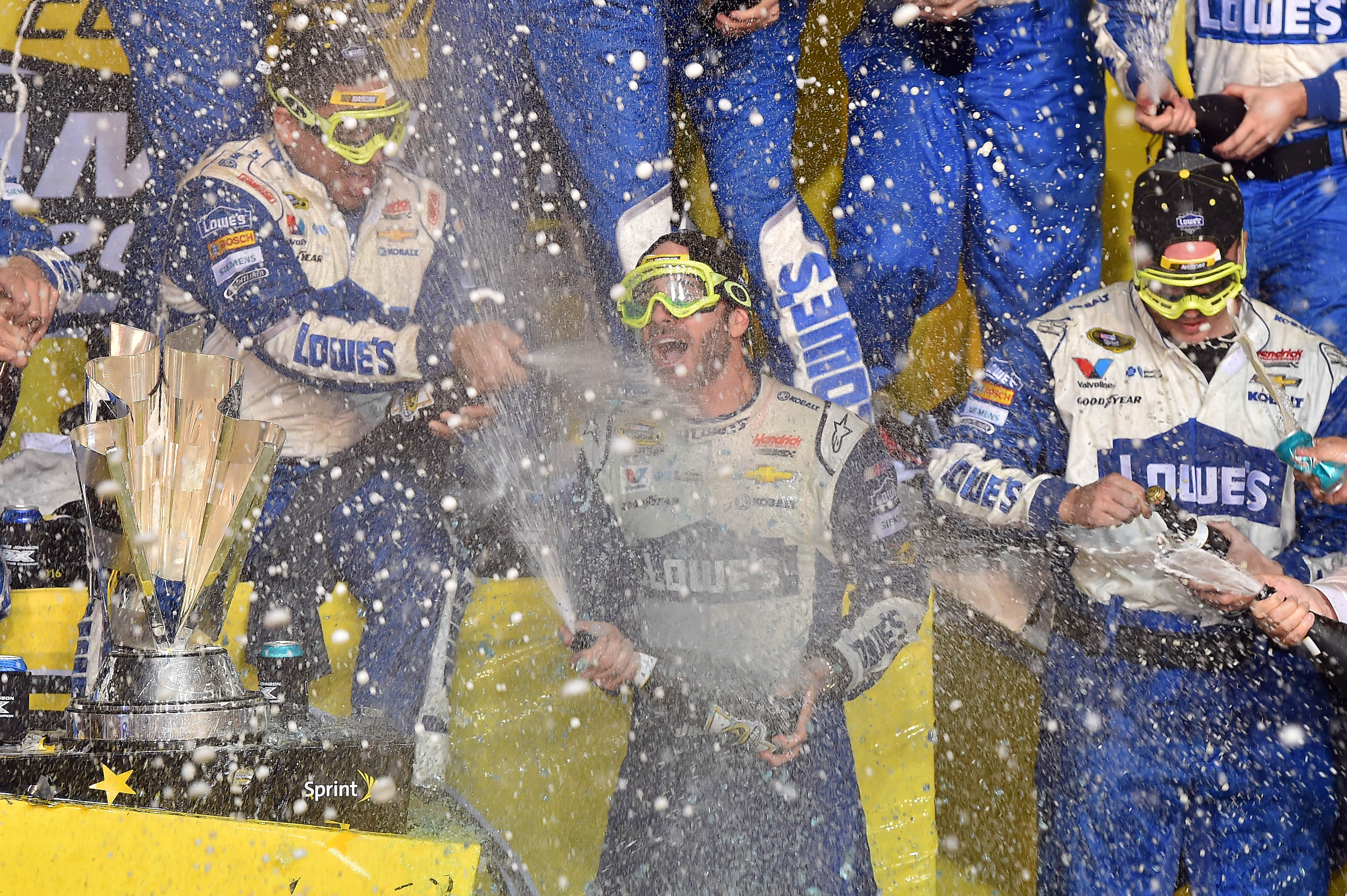 Jimmie Johnson celebrating his seventh championship in 2016 - Source: Imagn