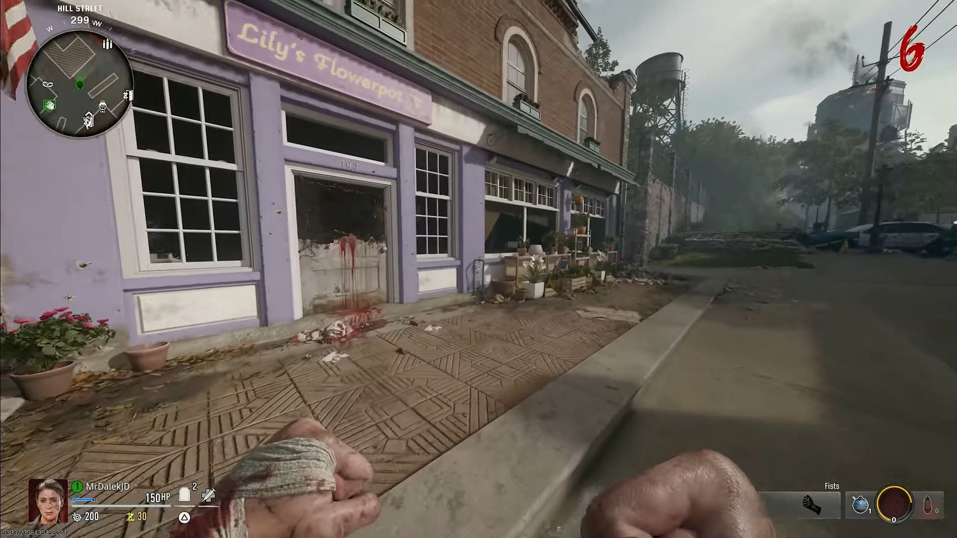 Lily&#039;s Flowerpot shop in Hill Street in Black Ops 6 Zombies (Image via Activision || YouTube/@MrDalekJD)