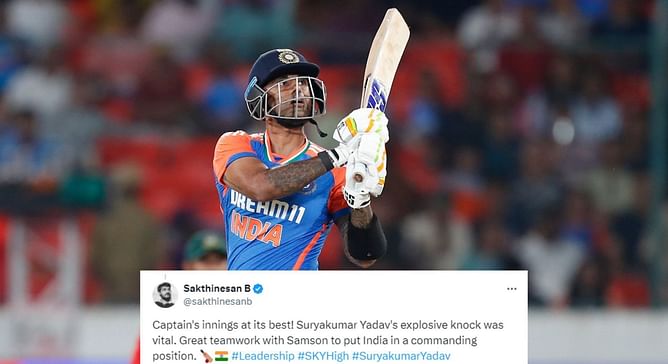 "Captain's innings at its best!" - Fans react to Suryakumar Yadav's 75 off 35 balls in 3rd IND vs BAN 2024 T20I