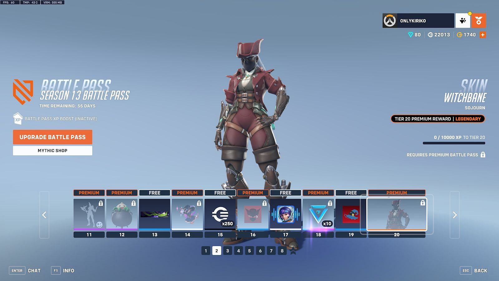 Overwatch 2 Season 13 Battle Pass Tier 11-20 (Image via Blizzard)