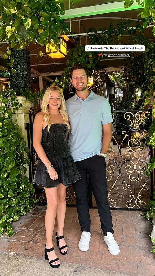 Todd Gilliland and his wife Marrisa Gilliland out for dinner date (Source: Todd Gilliland and his wife Marrisa Gilliland's Instagram)