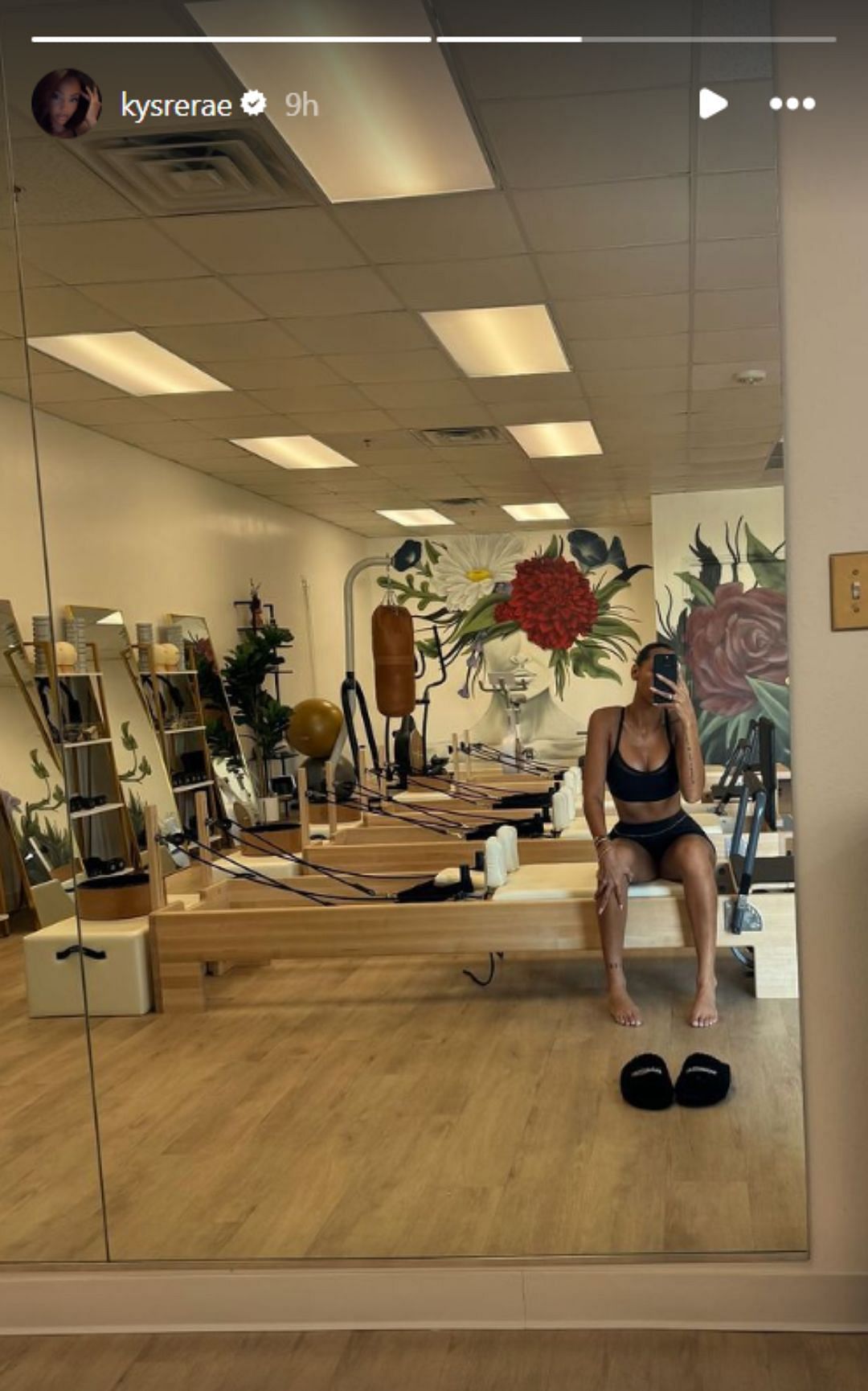 Gondrezick gives sneak peek from her Pilates session (Image: @kysrerae IG)