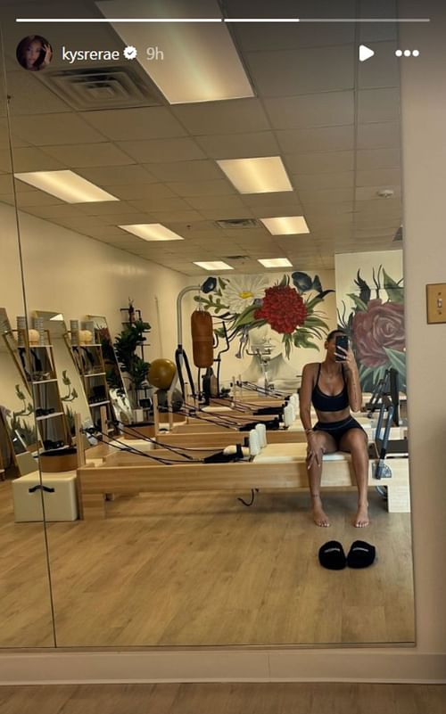 Gondrezick gives sneak peek from her Pilates session (Image: @kysrerae IG)