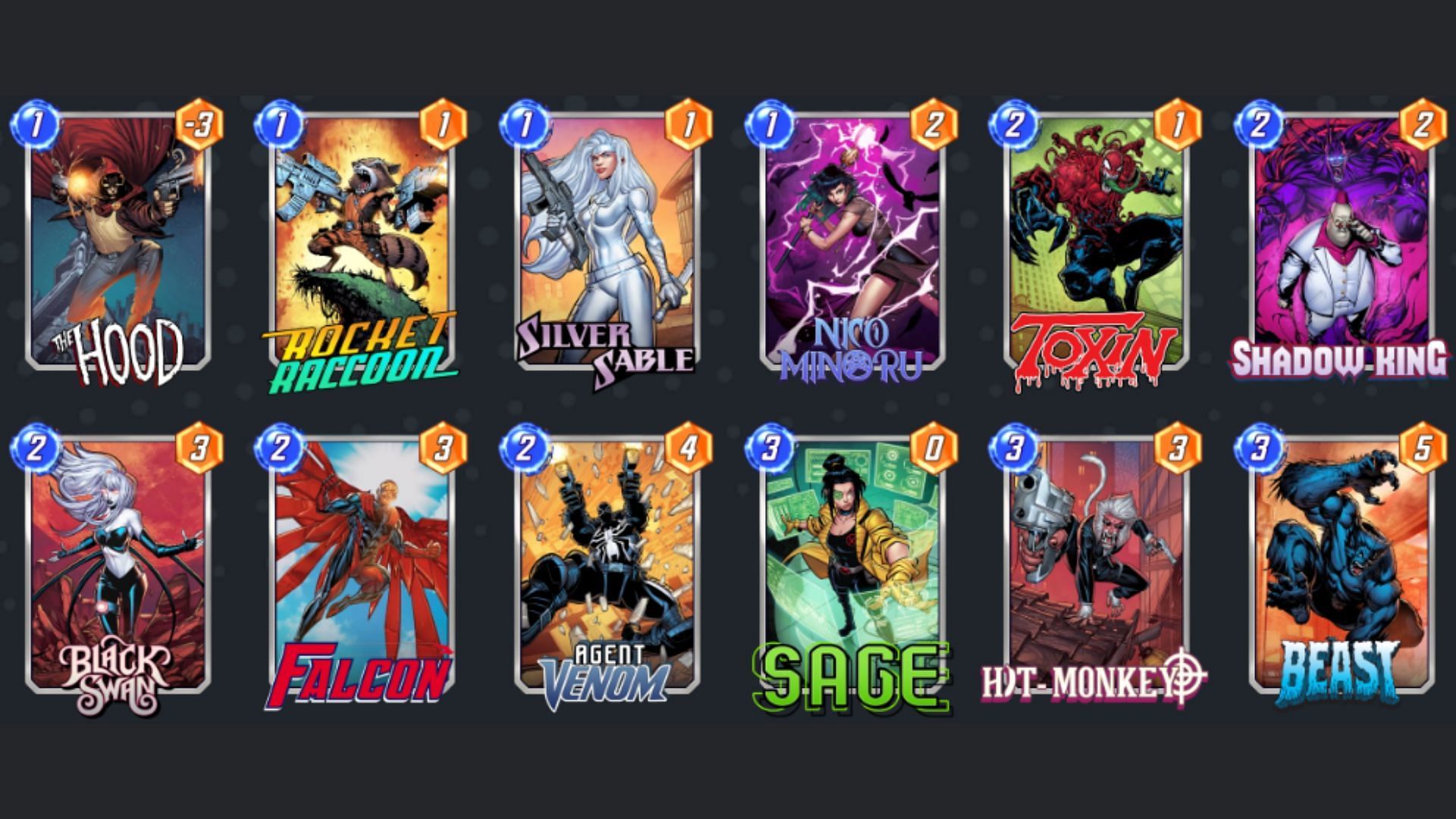 Marvel Snap Toxin Sage deck (Image via Nuverse)