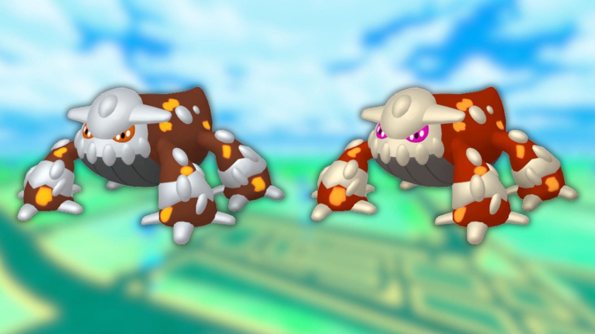 Heatran and its shiny variant (Image via The Pokemon Company)