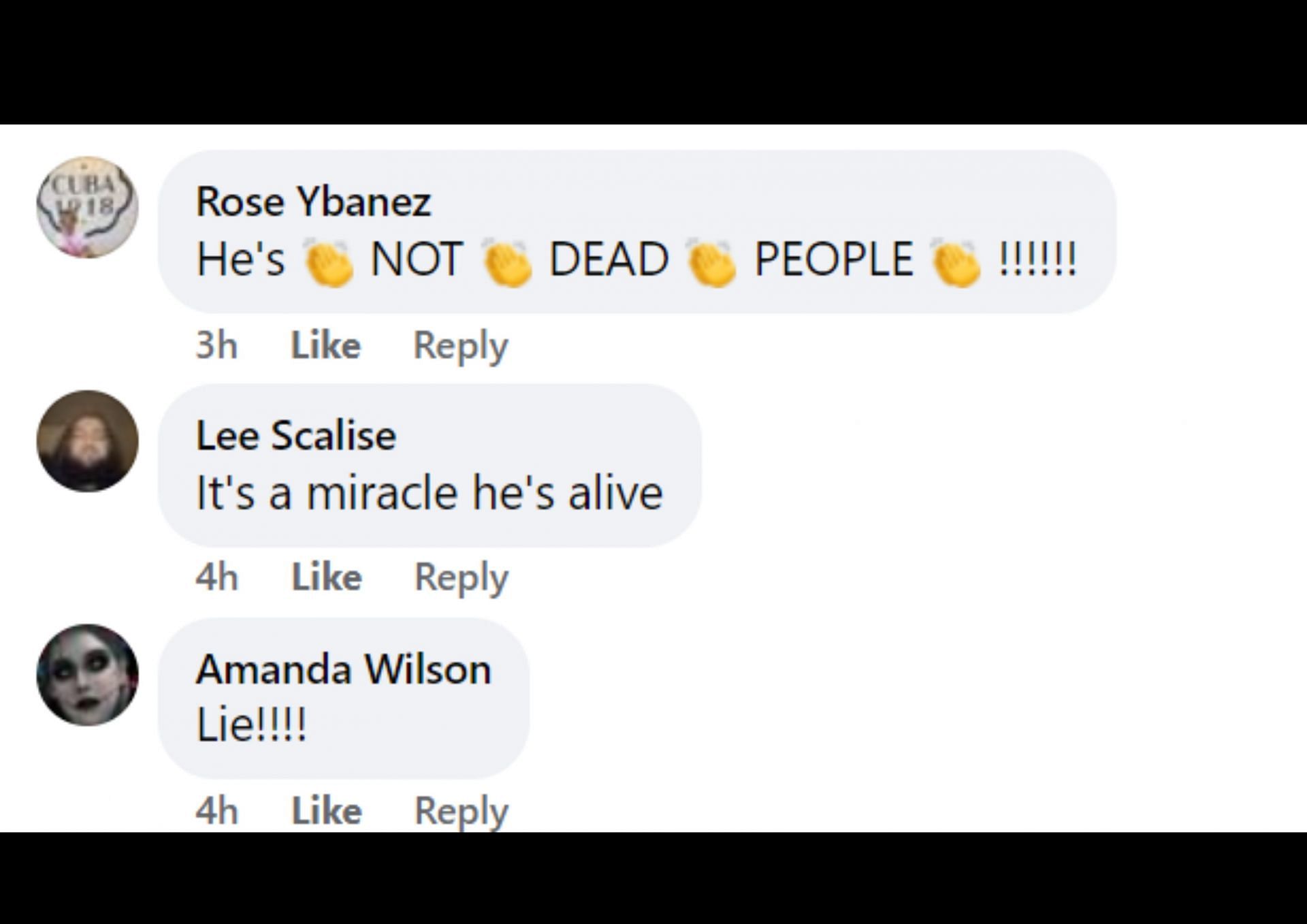 Netizens react to the viral death hoax (Image via Facebook)