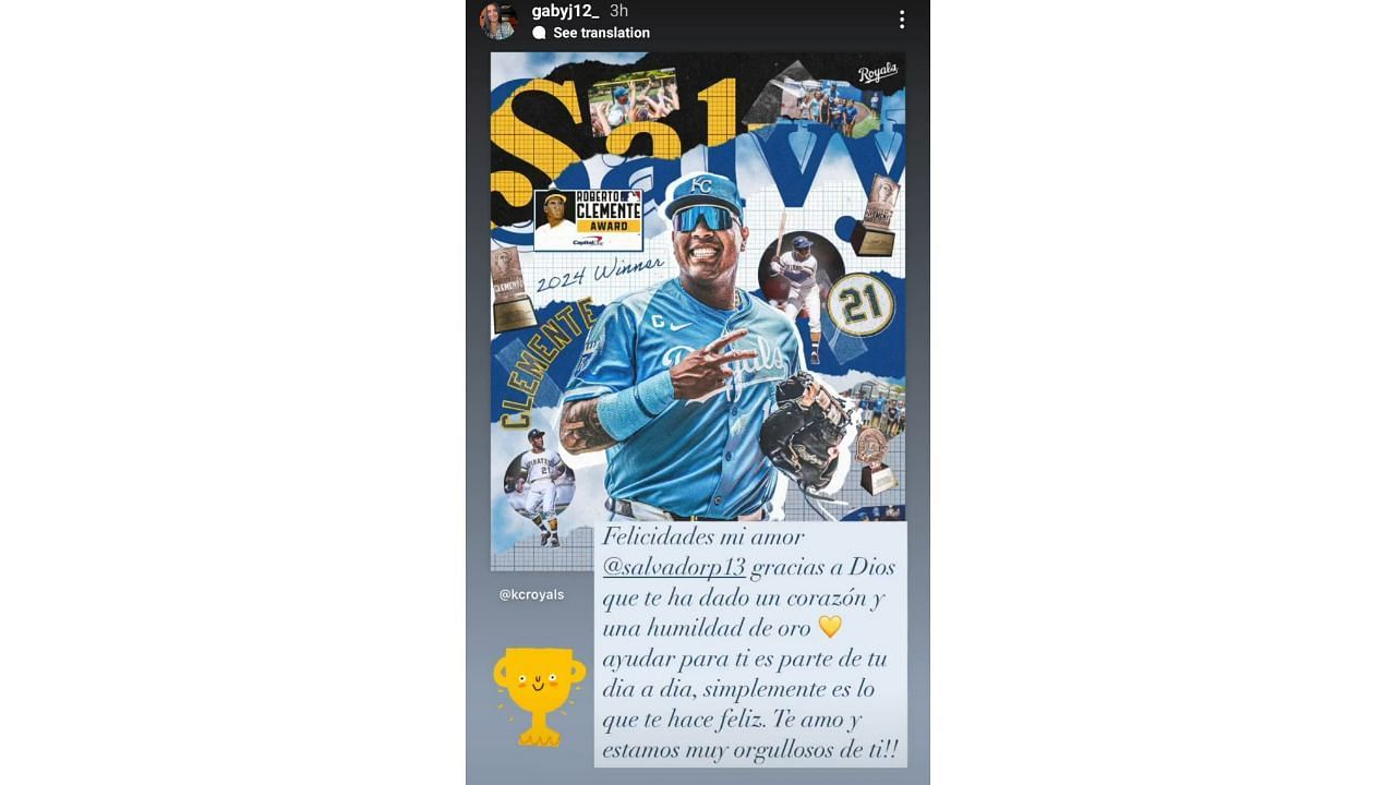 Salvador Perez&#039;s wife&#039;s IG story