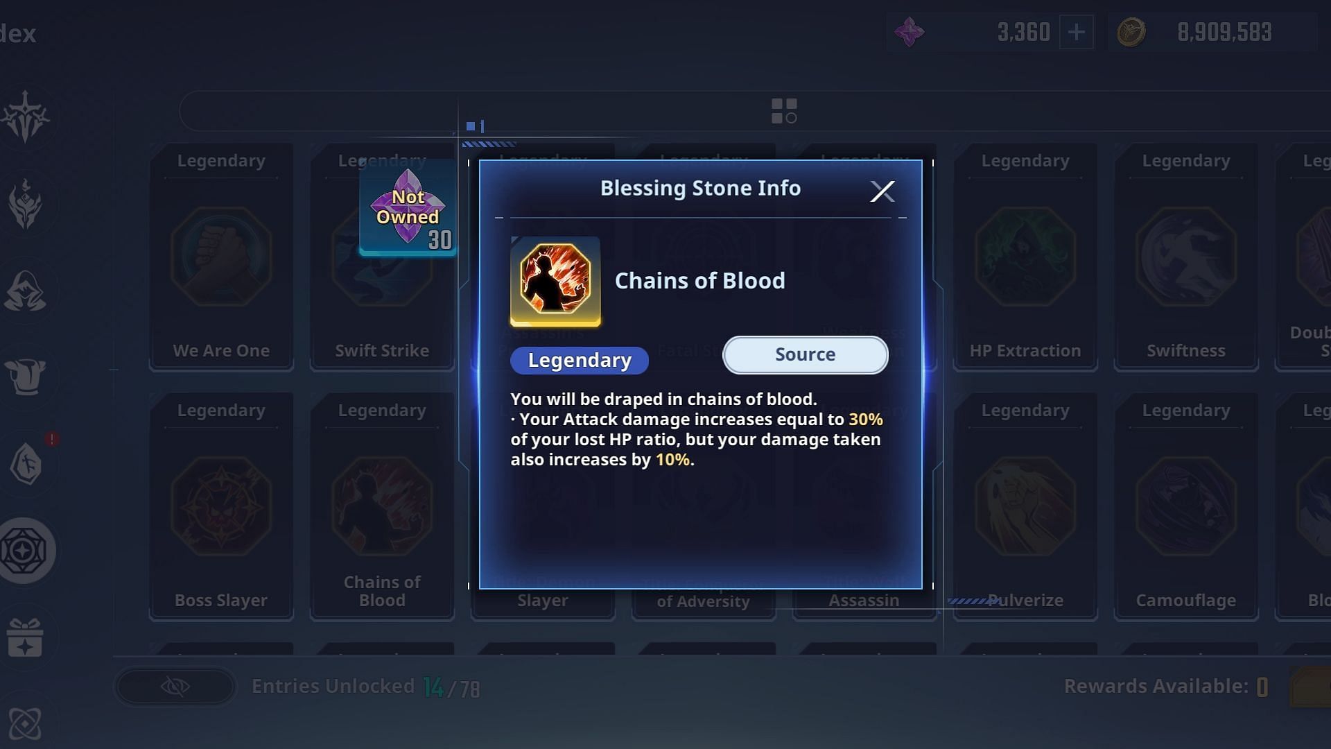 The Chains of Blood Blessing Stone (Image via Netmarble)