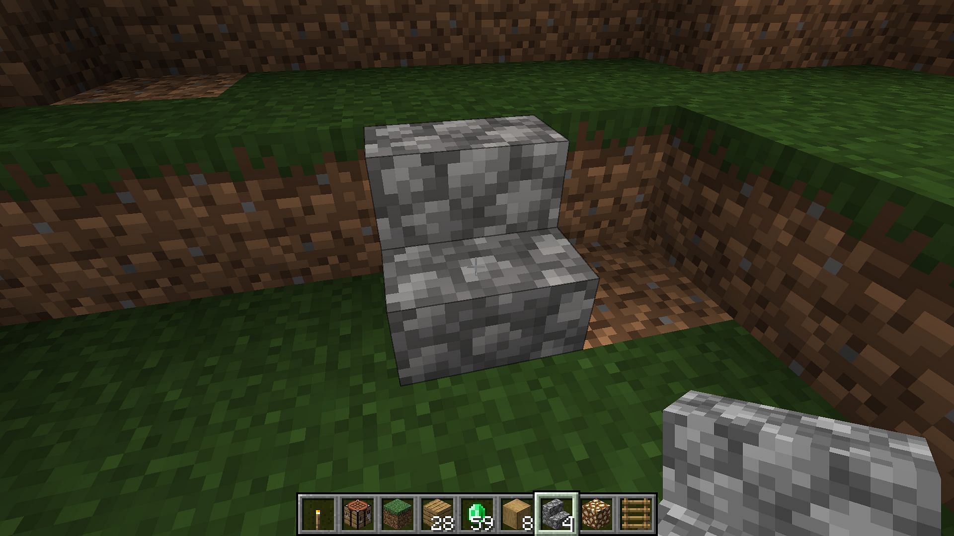 Hit the use item/Place block button to place the stairs (Image via Mojang Studios)