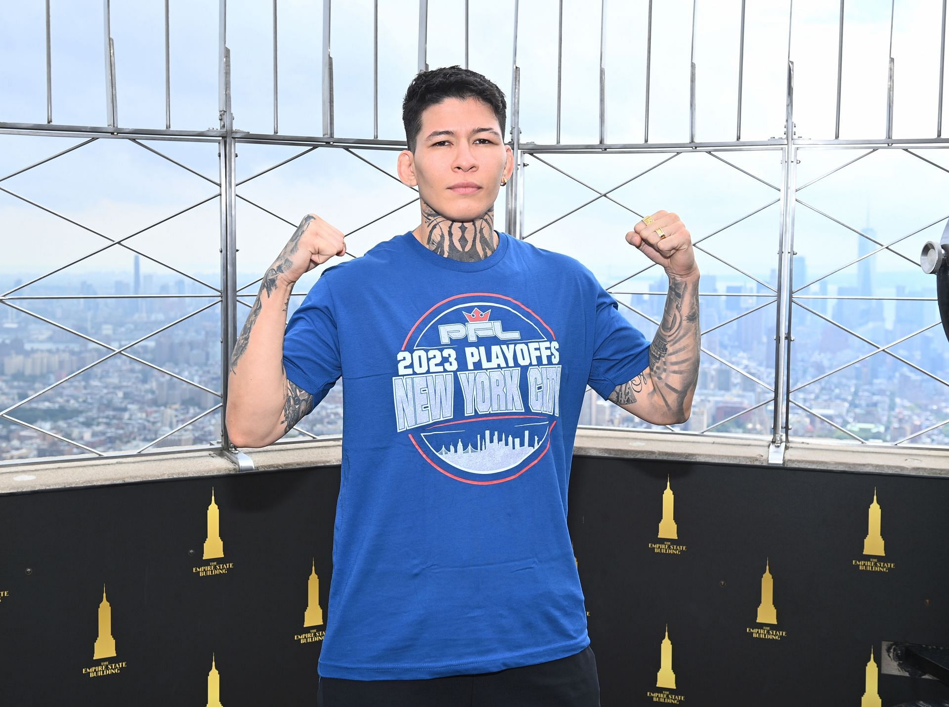 Renan Ferreira, Maurice Greene, Larissa Pacheco and Olena Kolesnyk Visit the Empire State Building for Professional Fighting League Face-Off