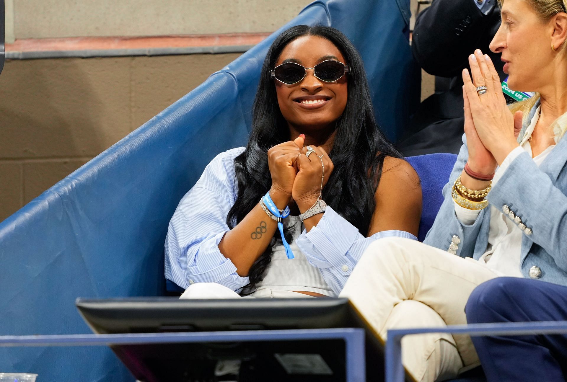 Biles during the tenth day of the US Open Tennis Championships 2024 (Image via: Getty Images)