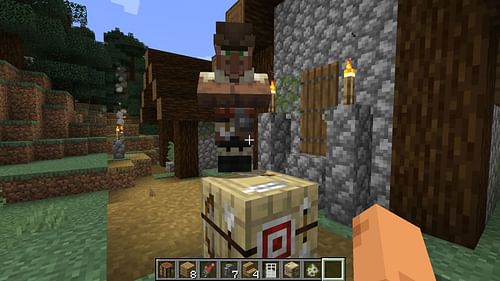 The fletcher runs the fletching table in Minecraft (Image via Mojang Studios)