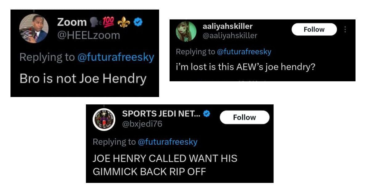 Fans comparing Rico's pose with TNA star Joe Hendry. [Image credits: X/Twitter]