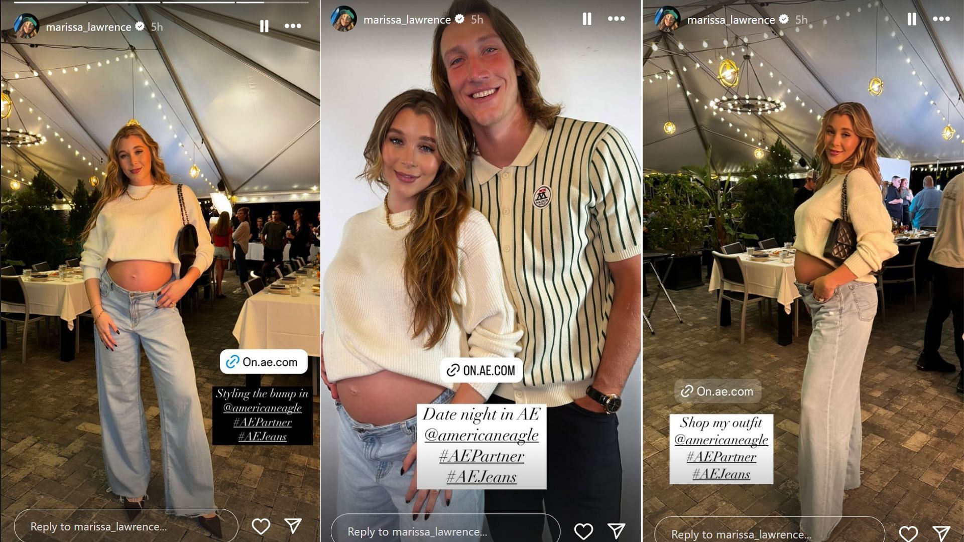 Trevor Lawrence&#039;s wife Marissa adores baby bump couple step out for date night [Image credit: @marissa_lawrence IG]