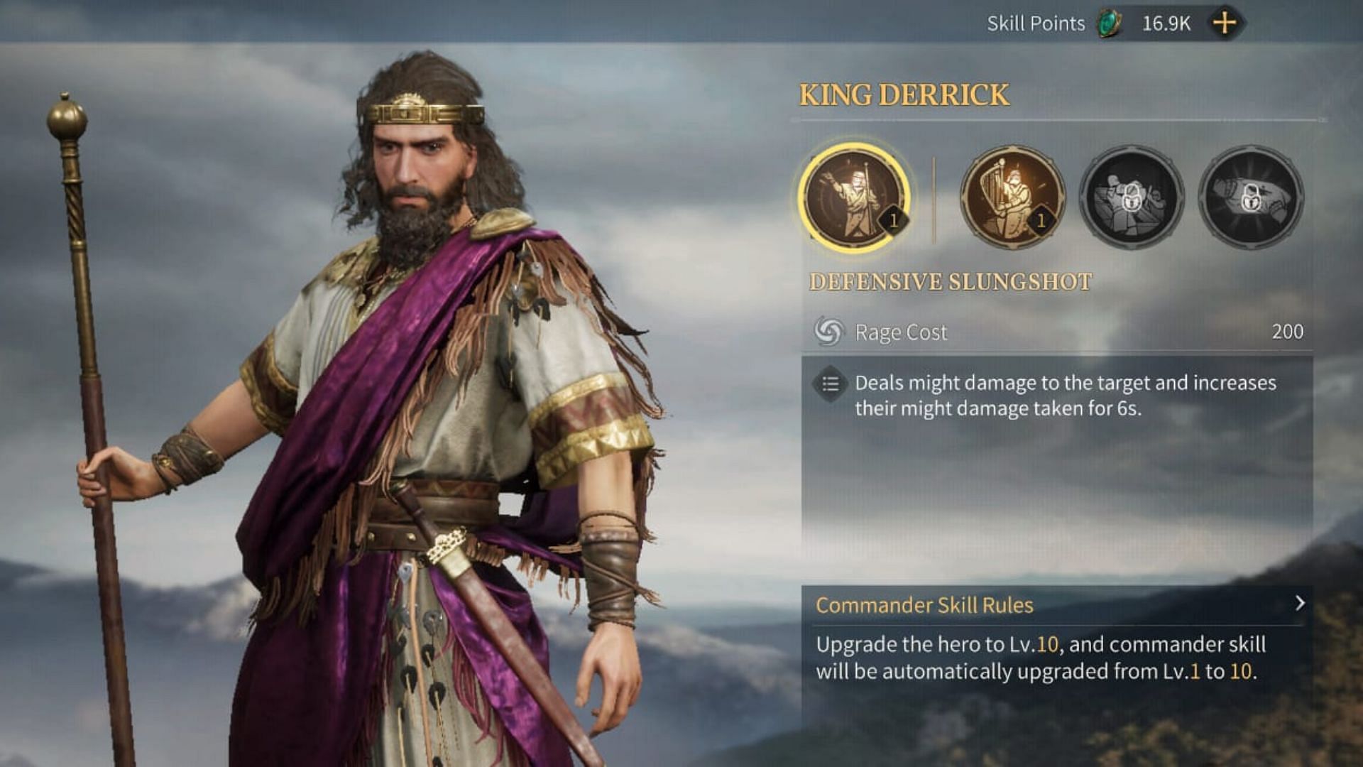 King Derrick&#039;s stats in Age of Empires Mobile (Image via Level Infinite)