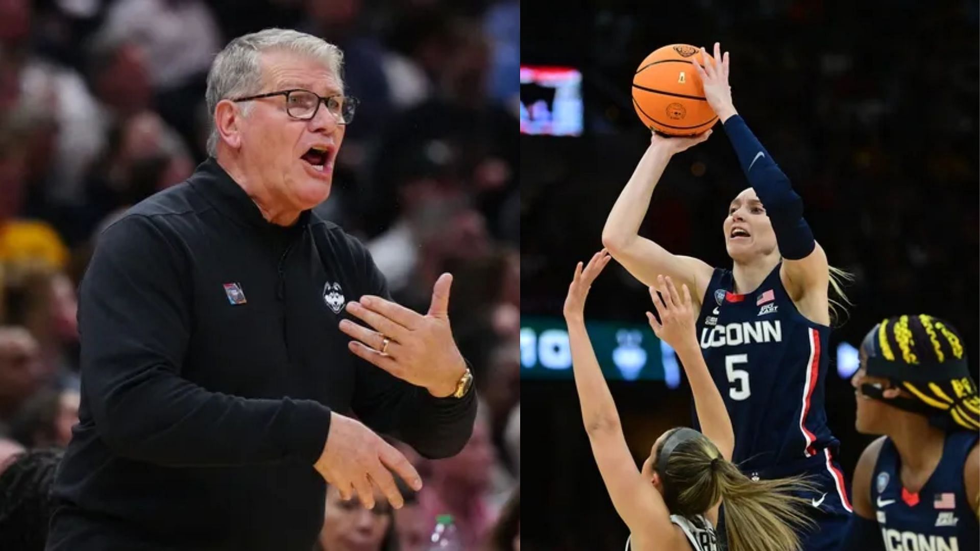 UConn coach Geno Auriemma (left) and guard Paige Bueckers (right) (Image Source: IMAGN)