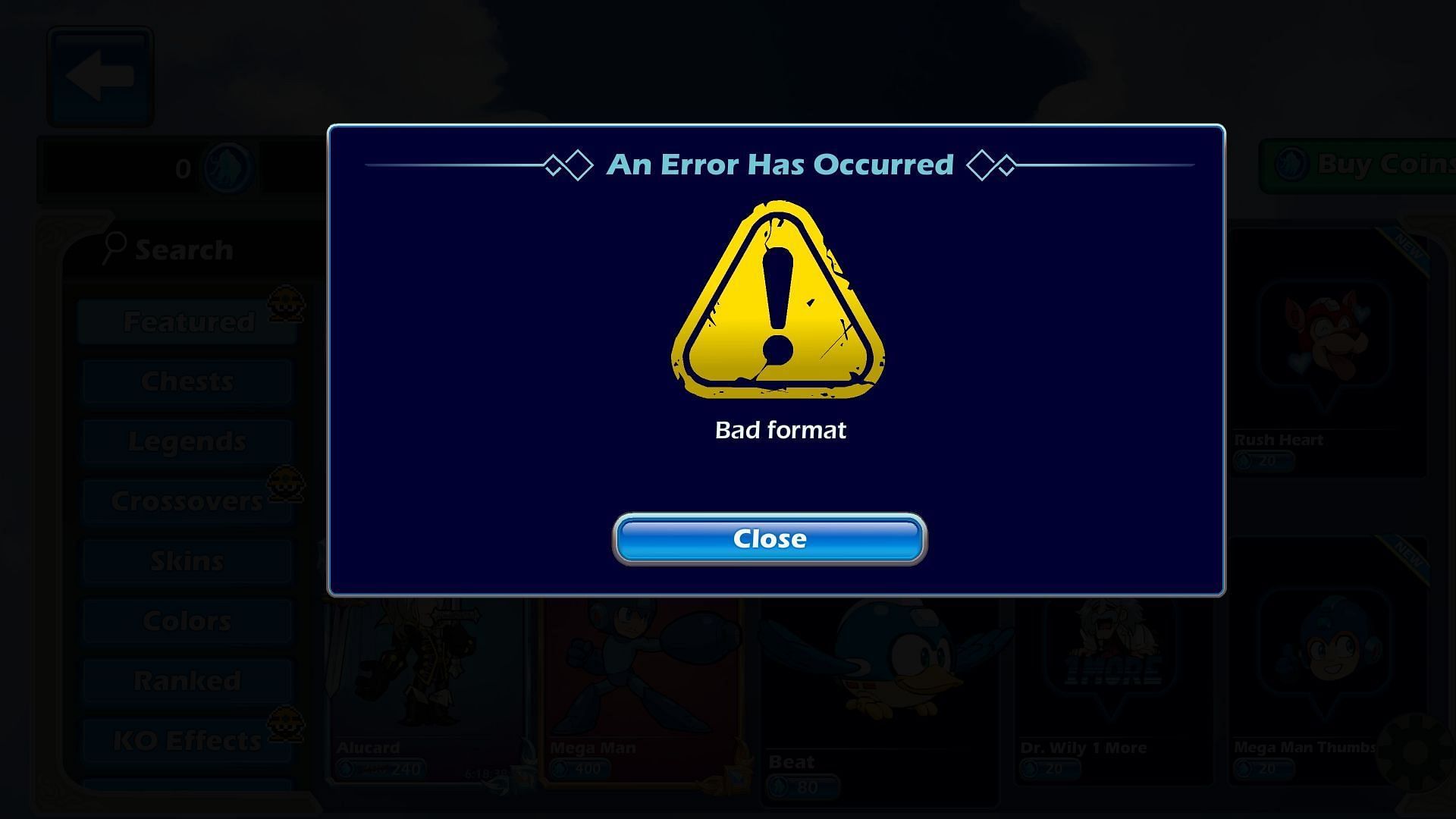 Error on entering an incorrect Brawlhalla code (Image via Blue Mammoth)