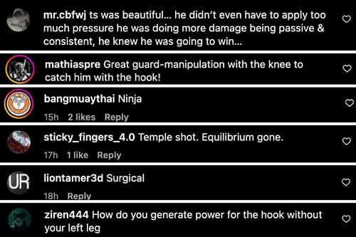 Screenshot of fans' comments