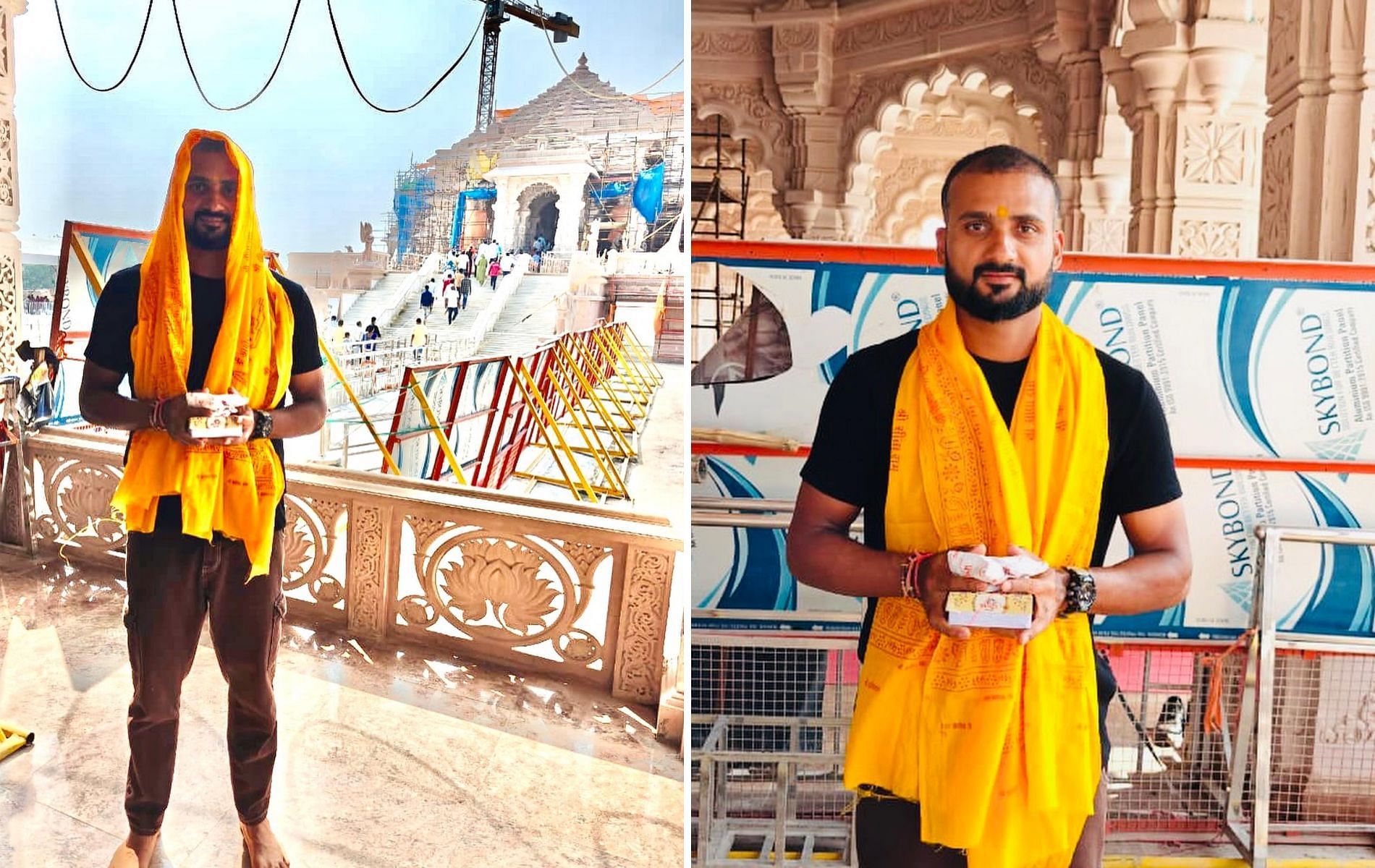 Akash Deep paid a visit to Ram Temple in Ayodhya after the Kanpur Test between India and Bangladesh. (Pics: Instagram/akash.deep969)