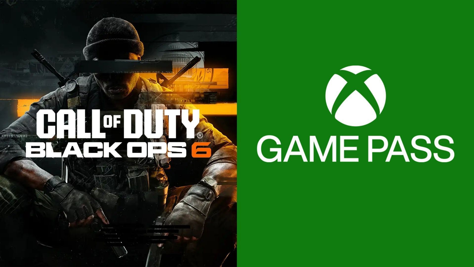 Black Ops 6 cover photo on the left and Game Pass logo on the right