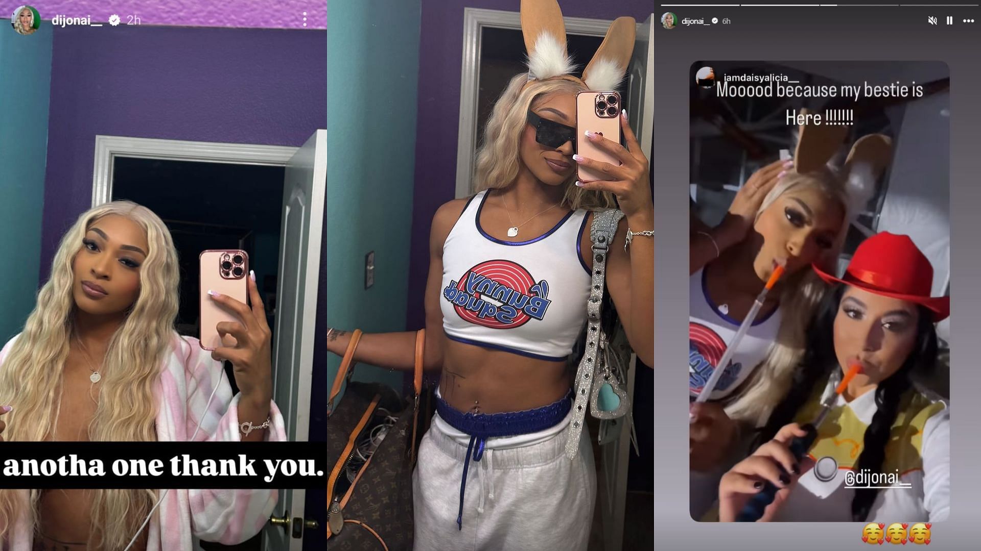 DiJonai Carrington drops mirror selfies as she enjoys hookah night with friends (image credits: instagram/dijonai__)