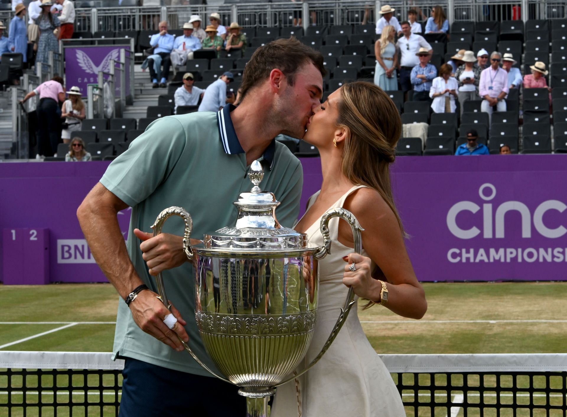 Paul pictured with girlfriend of two years Paige Lorenze at the 2024 Queen's Club Championships - Image Source: Getty