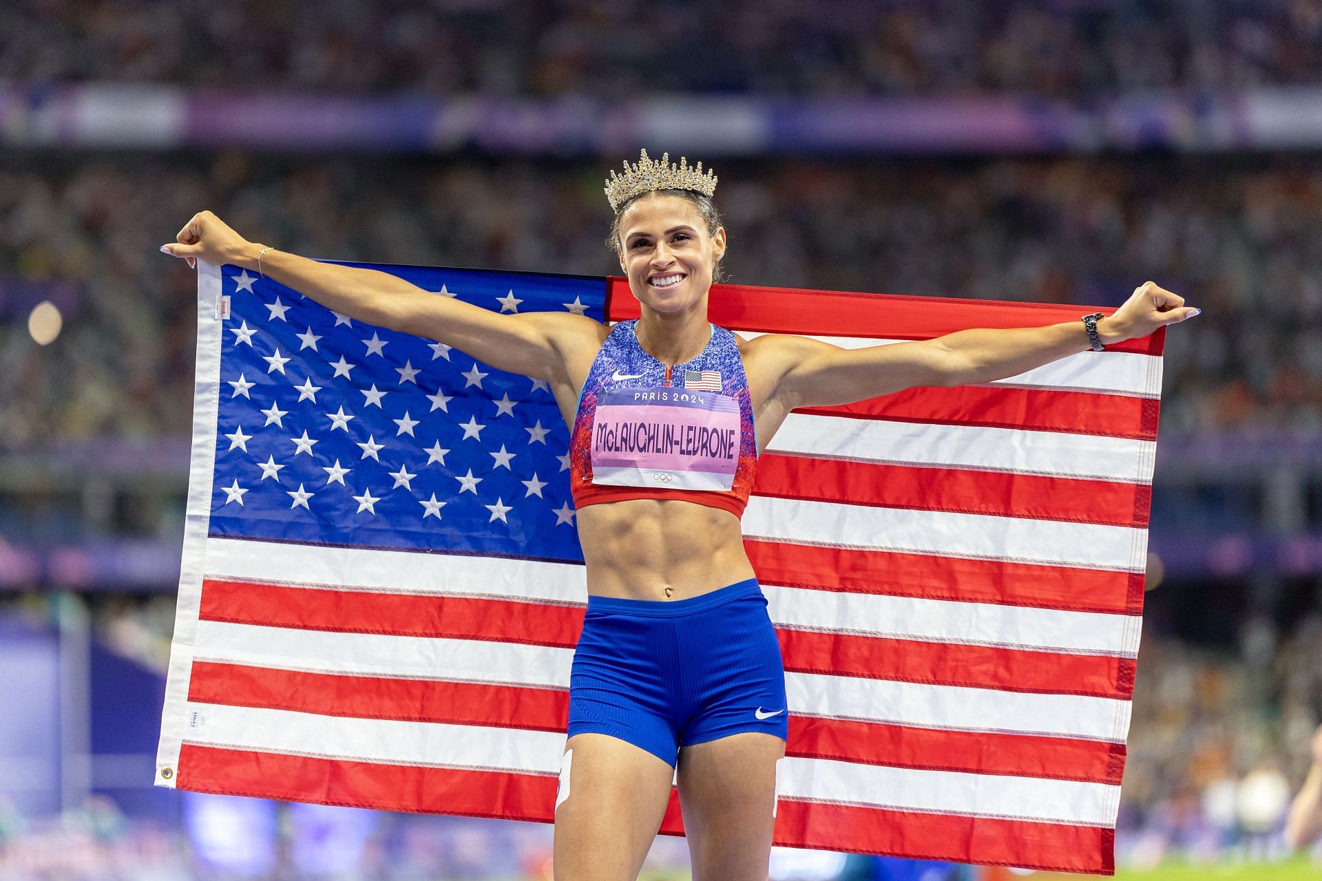 Sydney McLaughlin-Levrone after winning the 400m hurdles event at the Paris Olympics 2024 [Image Source : Getty]