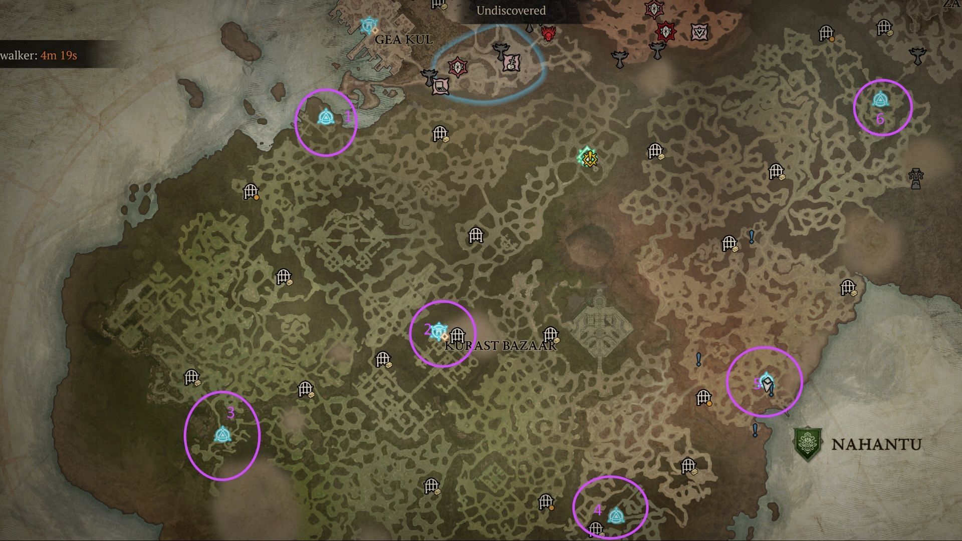 Here are all the Waypoint locations in Nahantu (Image via Blizzard Entertainment)