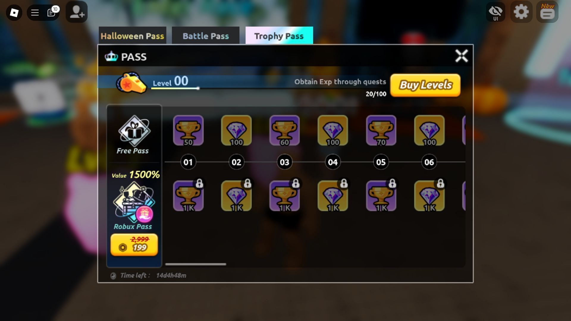 Trophy Pass rewards (Image via Roblox)