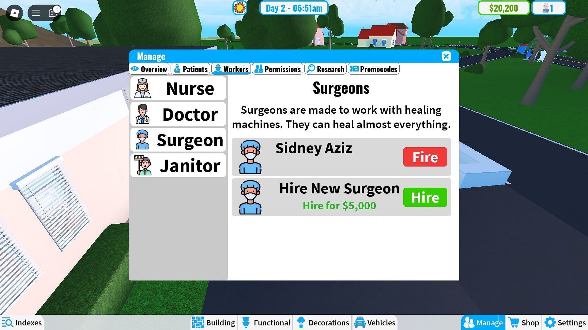 Use cash to hire new employees (Image via Roblox)