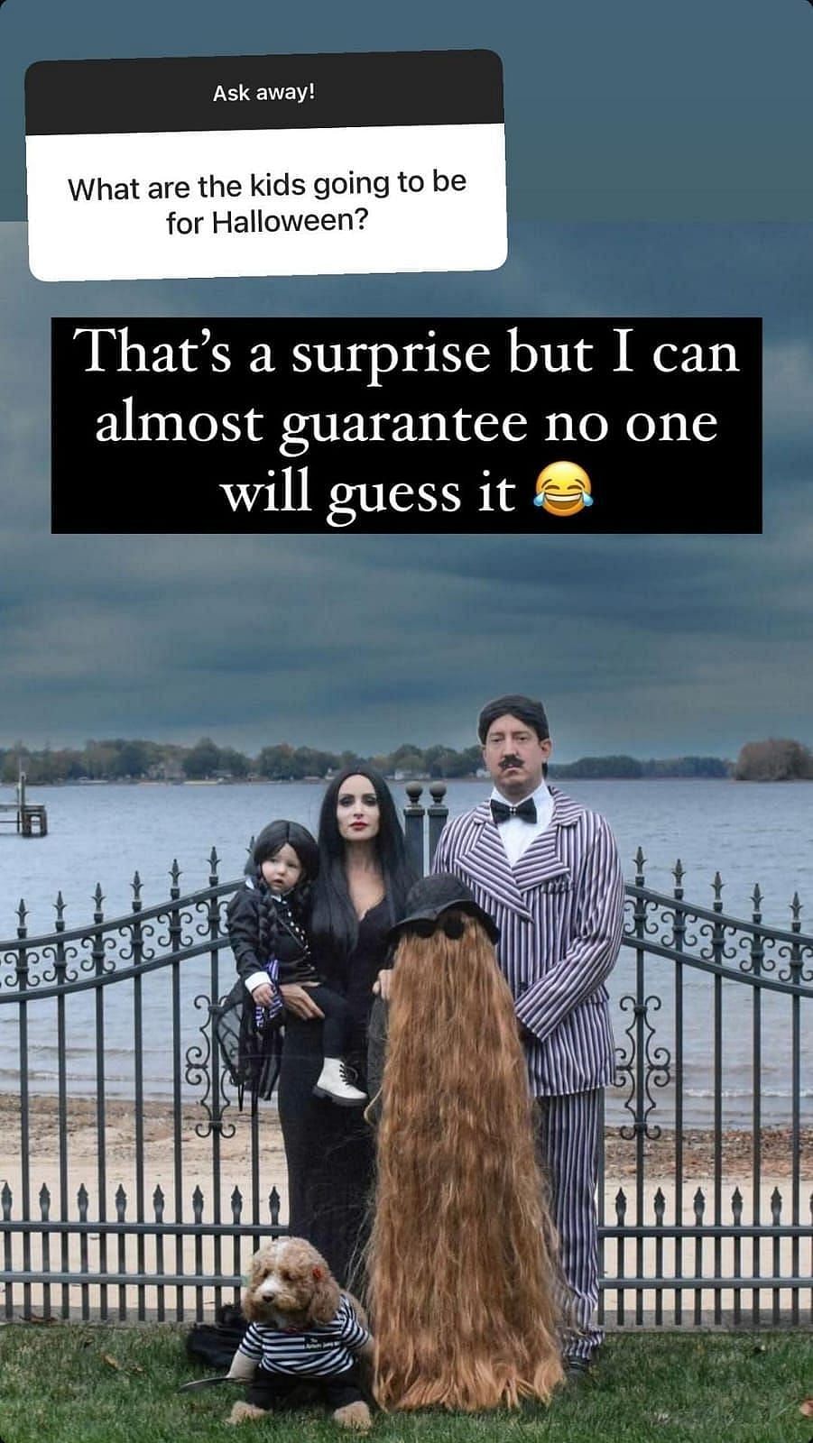 The Busch family dressed up as Wednesday's Addams family last year - Source: Samantha Busch's (@samanthabusch) Instagram story