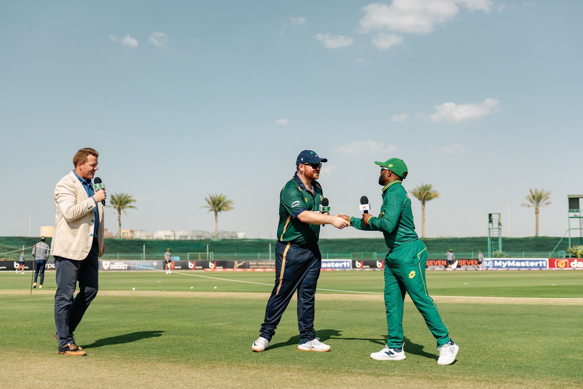 Paul Stirling and Temba Bavuma shake hands. (Credits: Ireland Cricket Twitter)