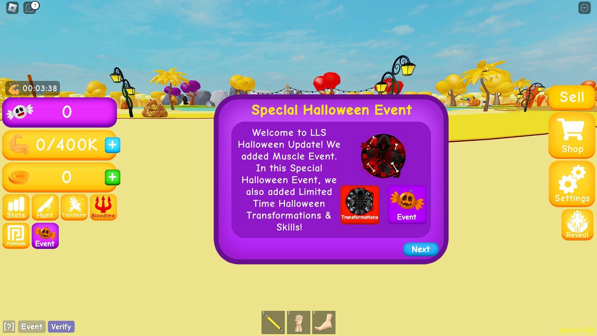 In-game update notification (Image via Roblox)