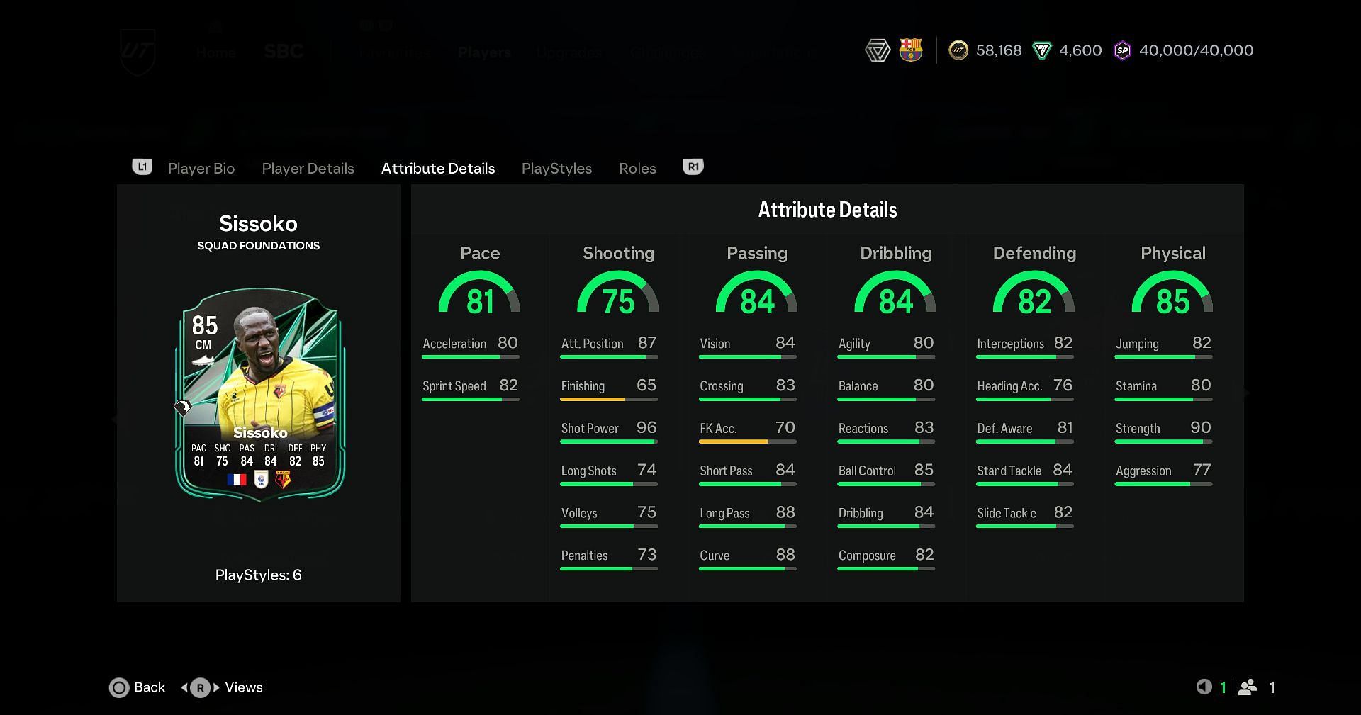 Stats of Sissoko (Image via EA)