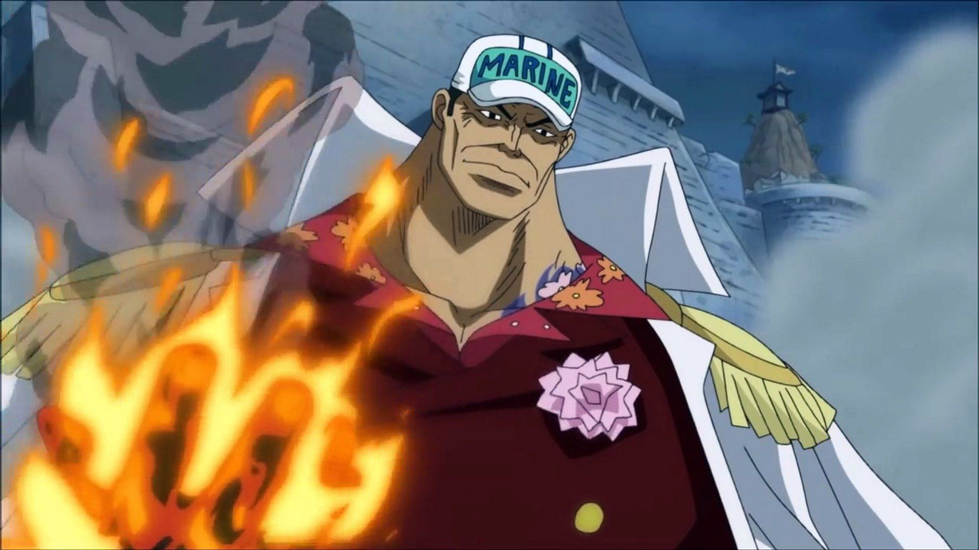 Akainu seen using his Devil Fruit powers (Image via Toei Animation)