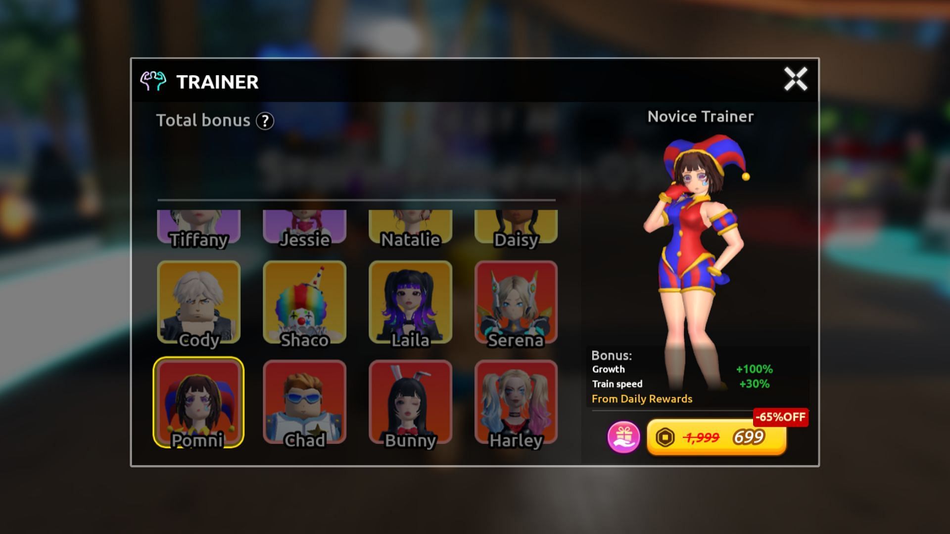 There are two ways to get Trainer Pomni in Swim League (Image via Roblox)